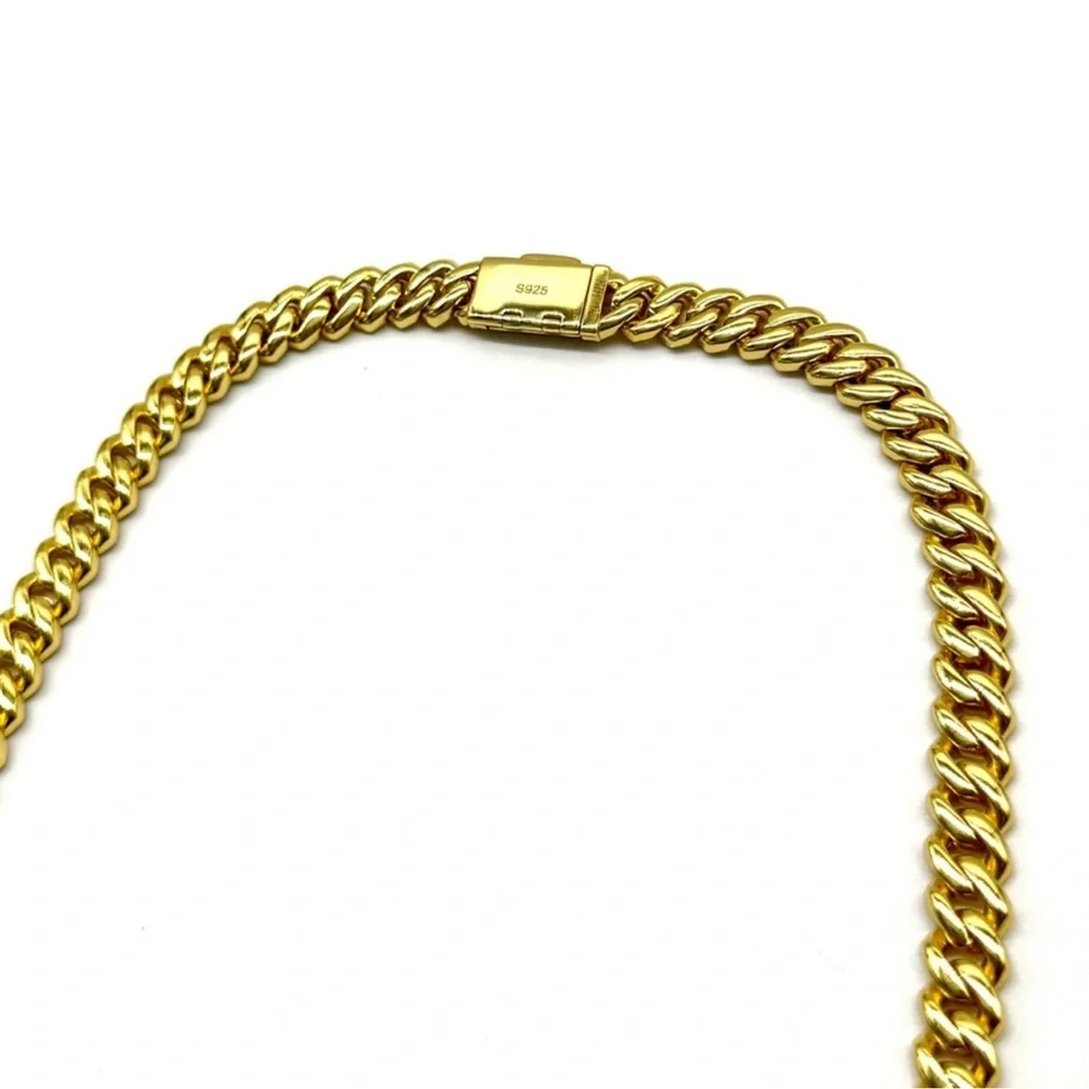 18k Gold Plated, 925 Silver, 9.OCTW Moissanite Square Miami Cuban Chain - Picture 4 of 6